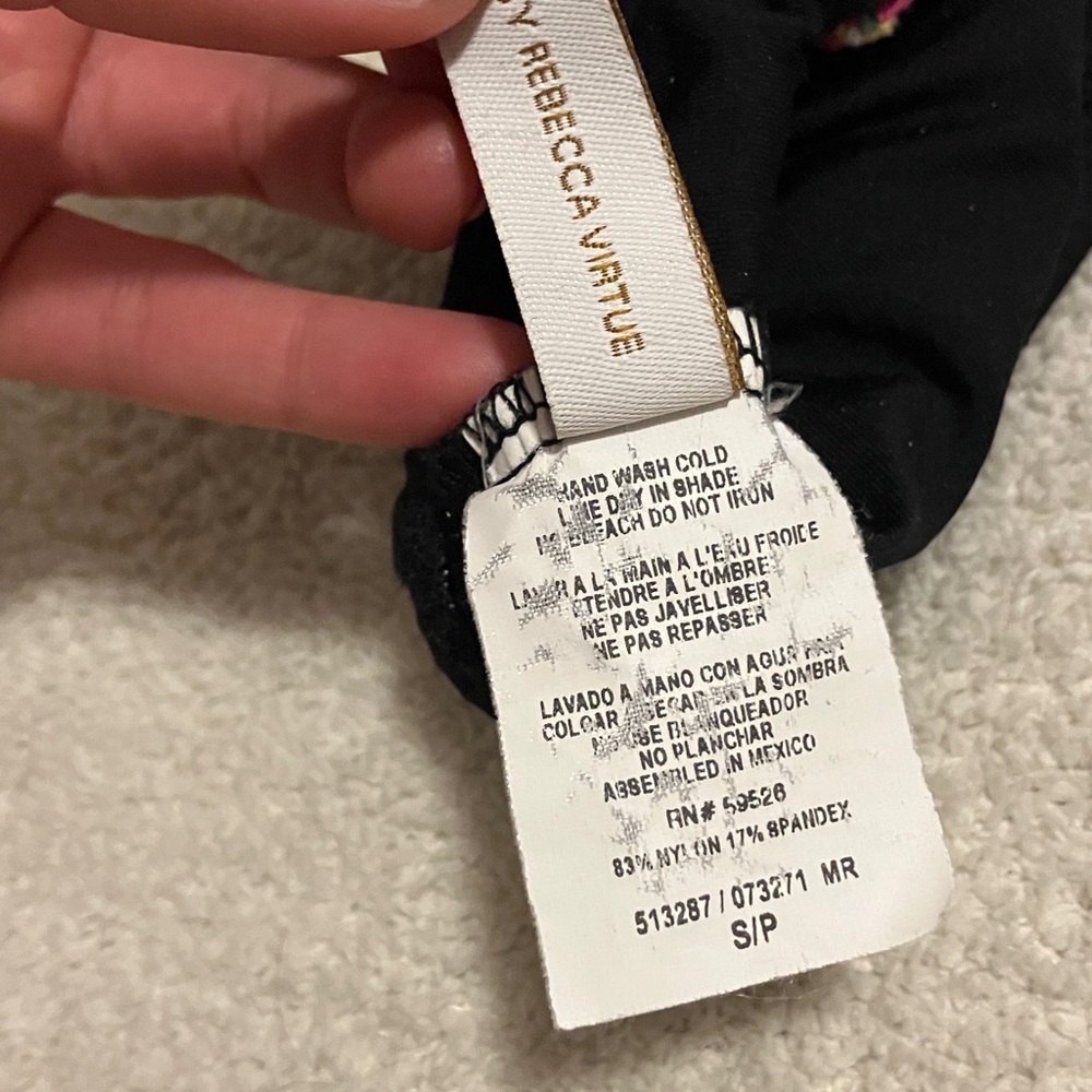 Small • Becca • Mardi Gras • embroidered •one-shoulder • bikini top • black - Picture 5 of 5